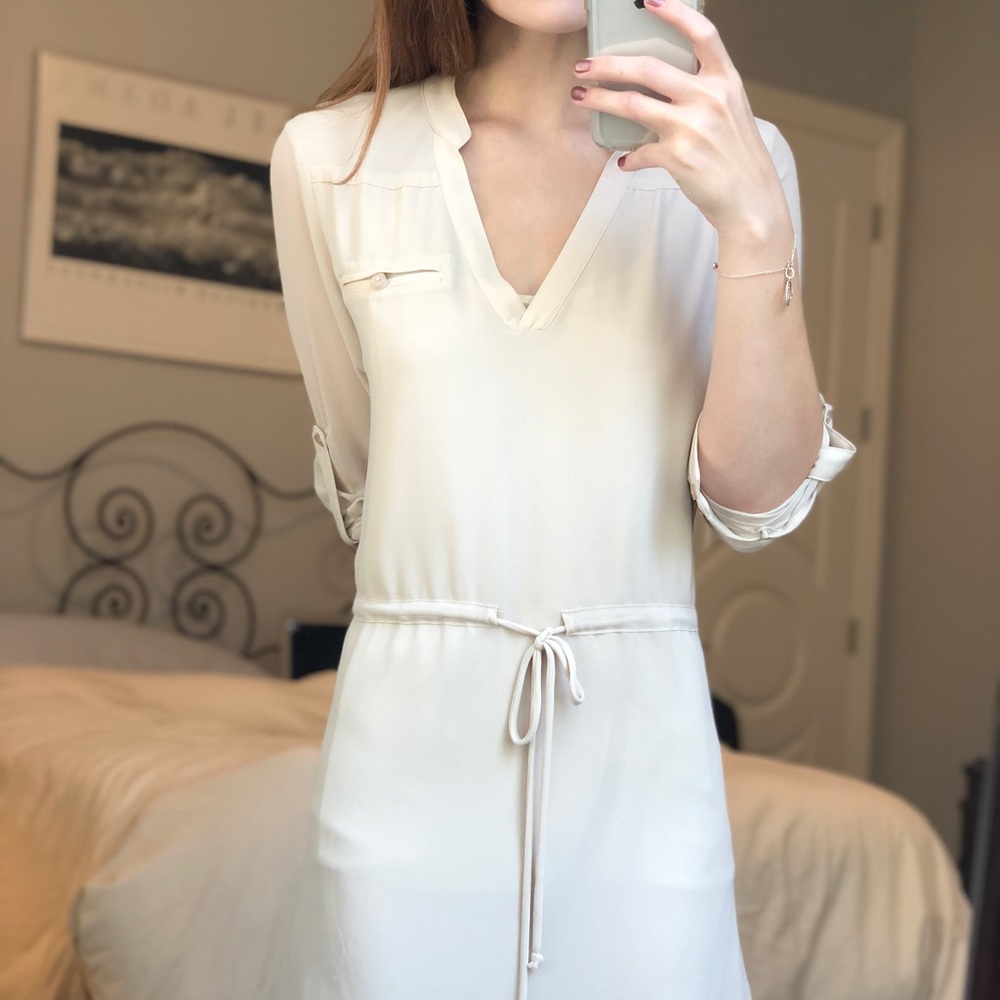 Light Cream Chiffon Shift Dress